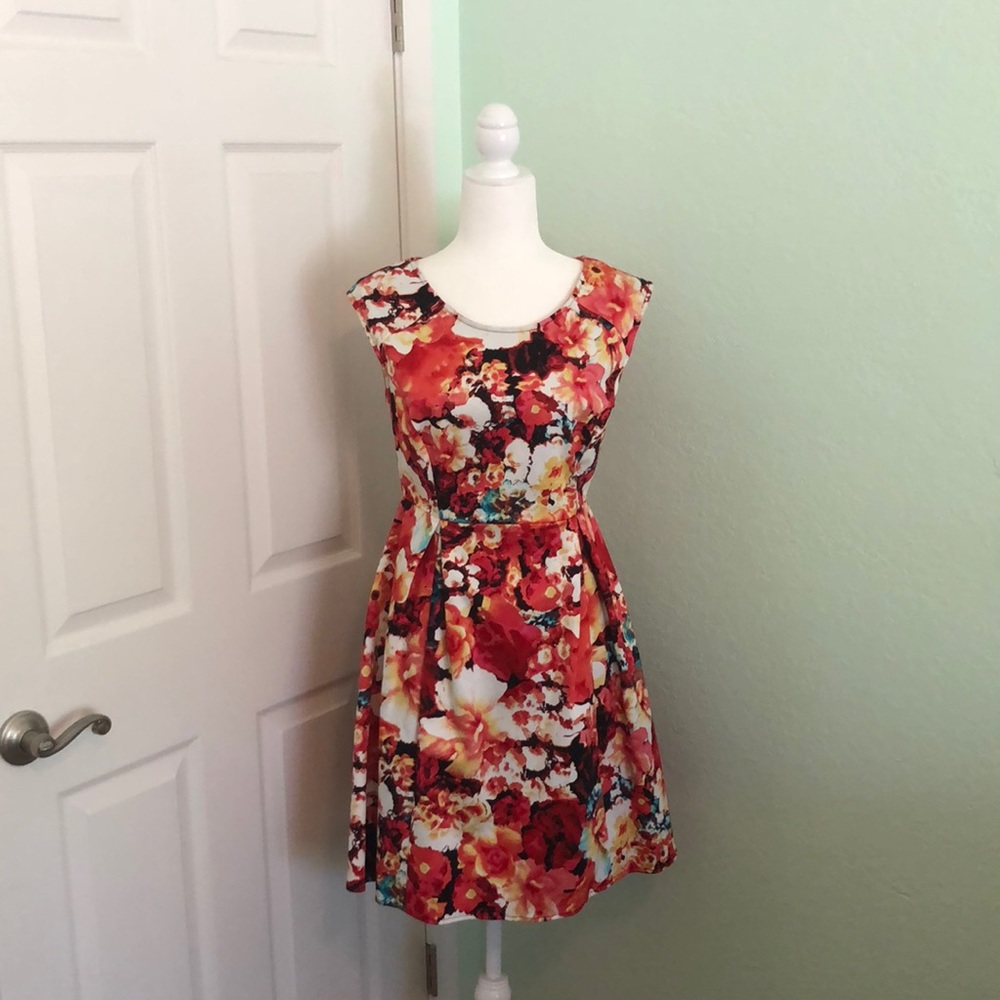 Liz Claiborne floral watercolor cap sleeve dress